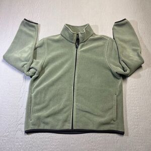 Woolrich Fleece Sweatshirt Womens M Olive Green Full Zip Long Sleeve Mock Neck